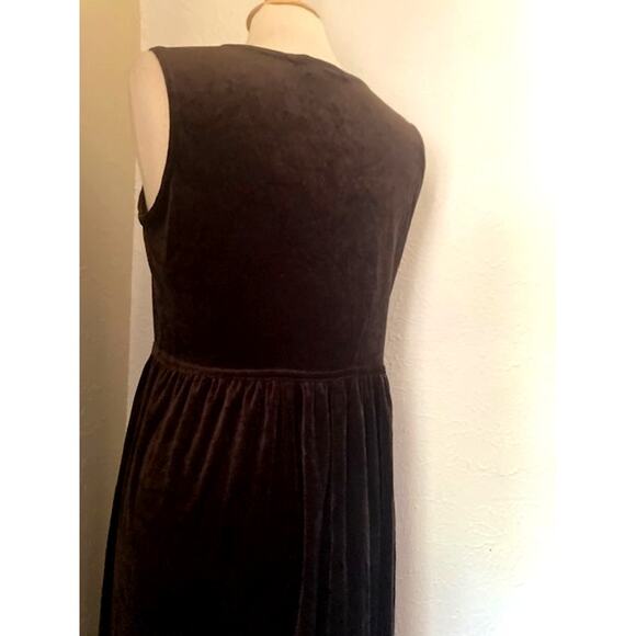 Vintage 90's Brown VELVET Dress - Studio Ease - Sleeveless Brown Maxi Dress - M - Picture 5 of 8
